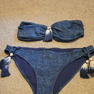 H&M Navy Bikini Set with Tassels